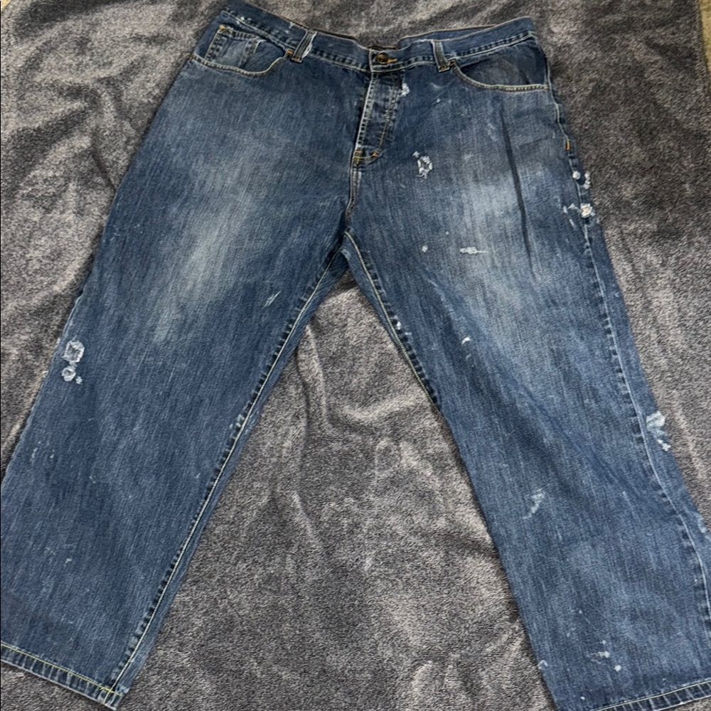 Stylish Blue Denim Jeans with Patchwork - Picture 10 of 13